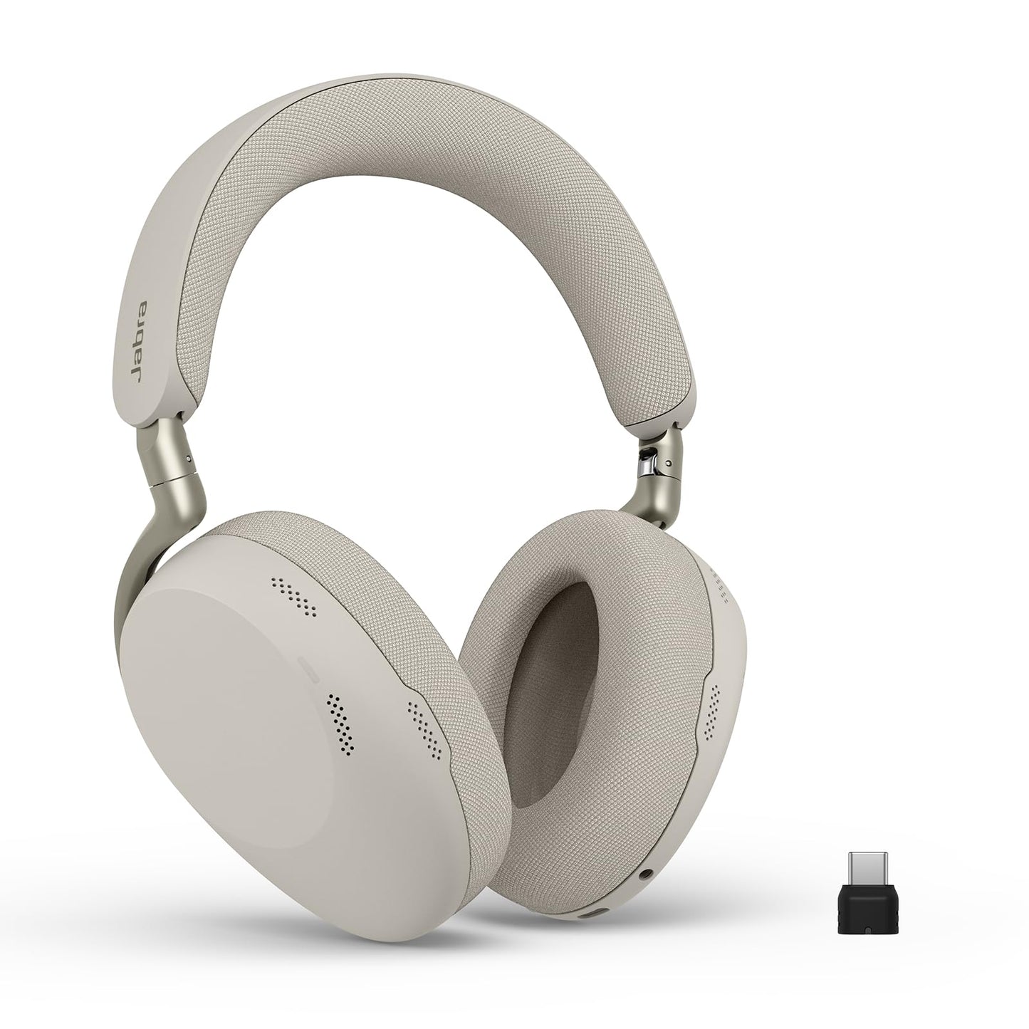 Jabra Evolve3 85 Over-ear Bluetooth headset wireless with microphone for office, USB-C, AI voice call, adaptive active noise cancellation, 25h battery, for meeting apps, warm gray - 38599-989-898