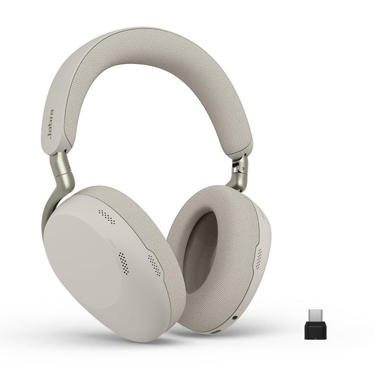 Jabra Evolve3 85 Over-ear Bluetooth headset wireless with microphone for office, USB-C, AI voice call, adaptive active noise cancellation, 25h battery, for meeting apps, warm gray - 38599-989-898
