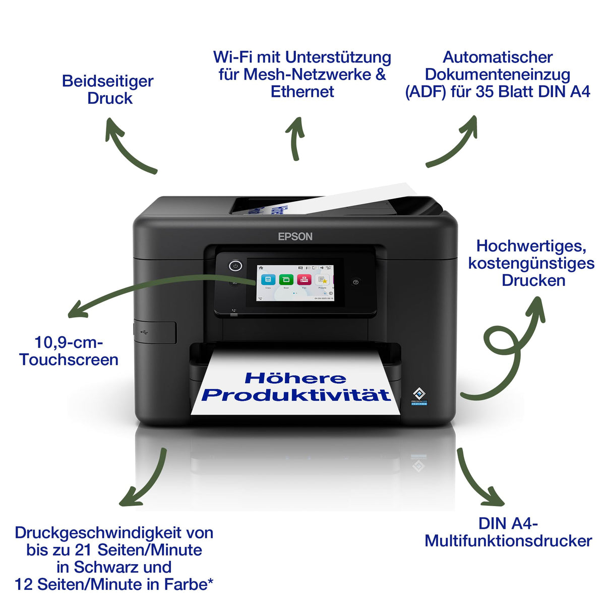 Epson Workforce Pro WF-4920 Inkjet Printer | SOHO Use | WiFi and Ethernet | A4 | Print, Copy, Scan, Fax | 10.9 cm Touchscreen | Automatic 35-Sheet Document Feeder
