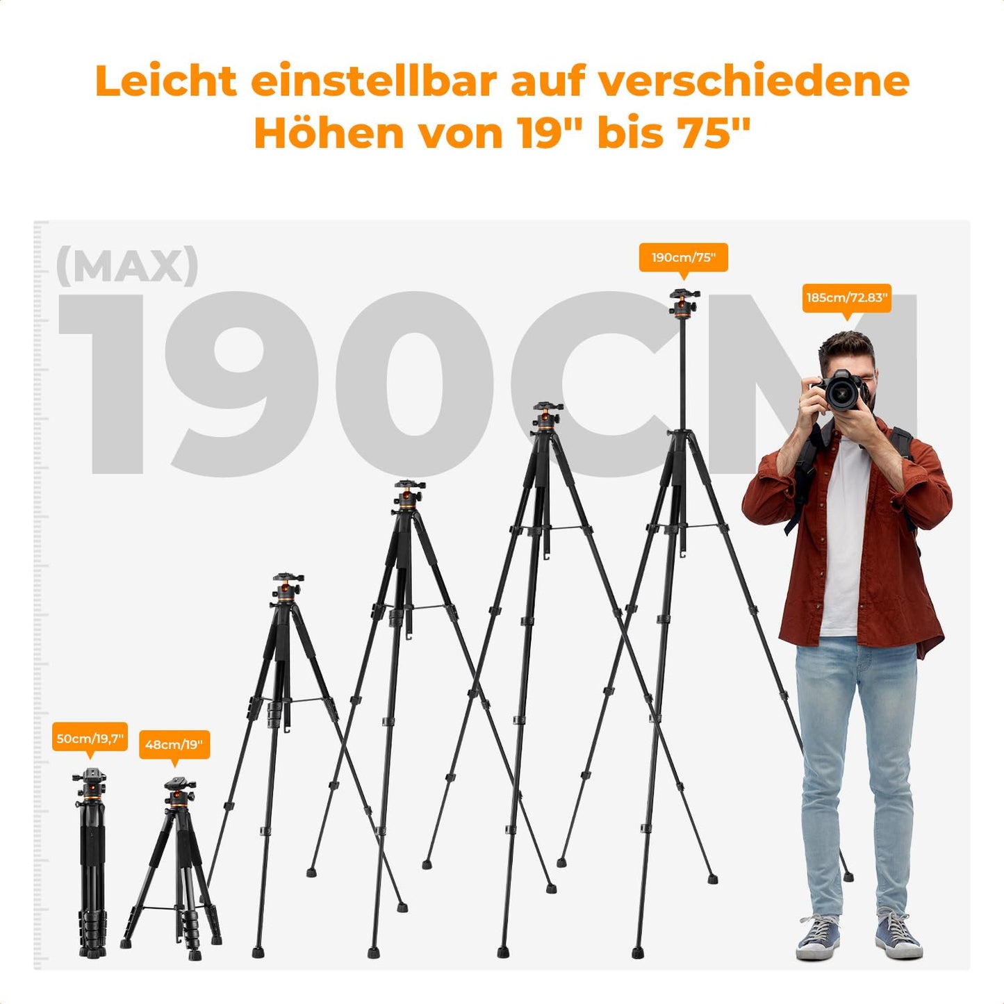K&F CONCEPT Black Aluminum Camera Tripod S255A3+BH-36.190cm Mobile Phone Tripod, Tripod for Canon Nikon Sony Camera/DSLR/Camcorder, Tripod for Smartphone, Travel Tripod with Mobile Phone Tablet Holder