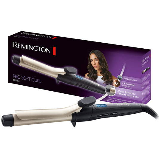 Remington curling iron Pro Soft Curl CI6325, 25 mm, anti-static ceramic tourmaline coating, black/cream | 1 pack