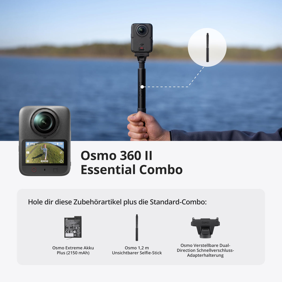 DJI Osmo 360 II Essential Combo, 8K-360°-Camera - 6937224157750
