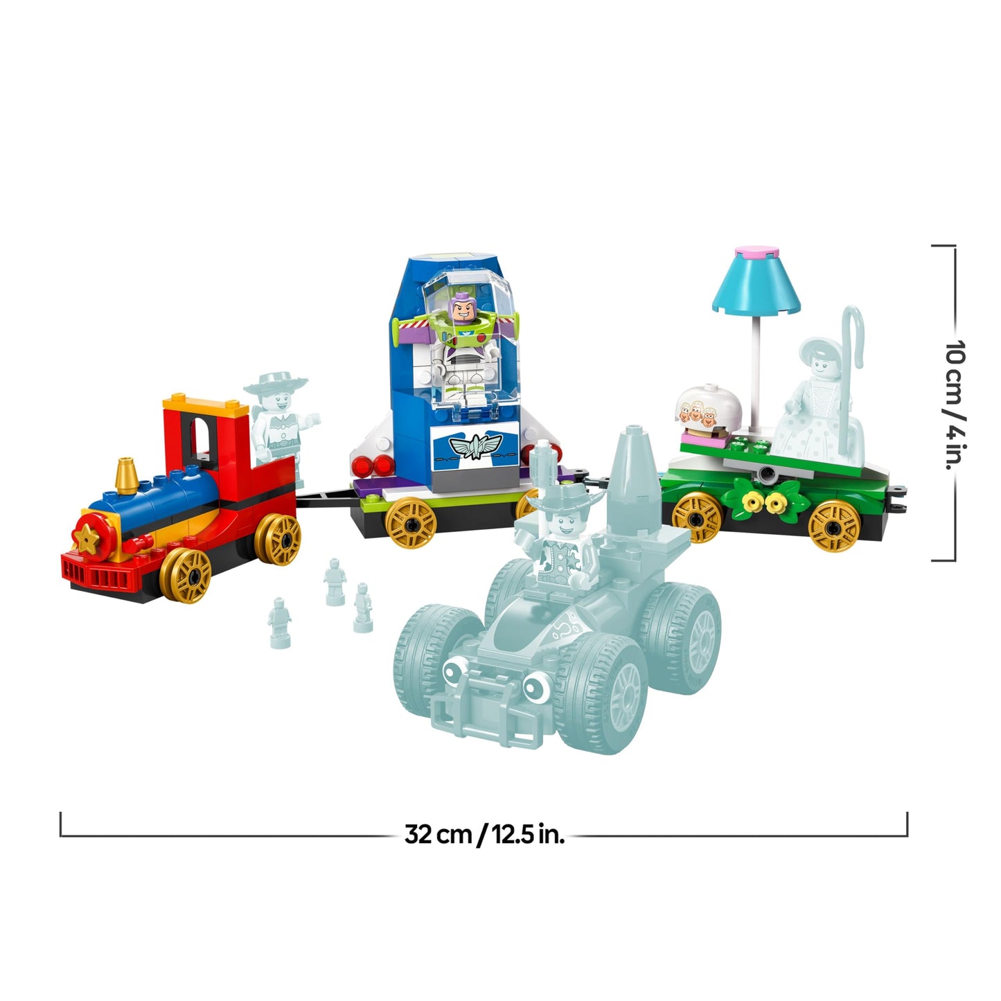 LEGO ǀ Disney and Pixar's party train and the RC car from Toy Story - with Woody, Jessie, Porzellinchen and Buzz Lightyear minifigures - creative gift for boys and girls aged 4 and up - 43264