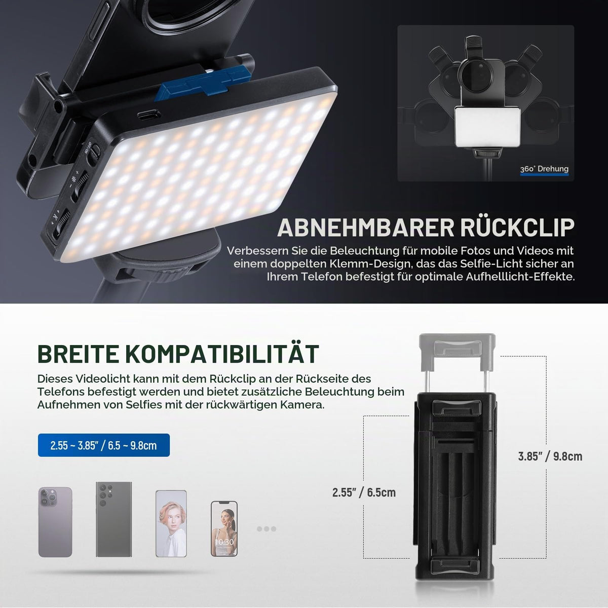 NEEWER Basics LED Selfie Tattoo Light compatible with iPhone, BL120B
