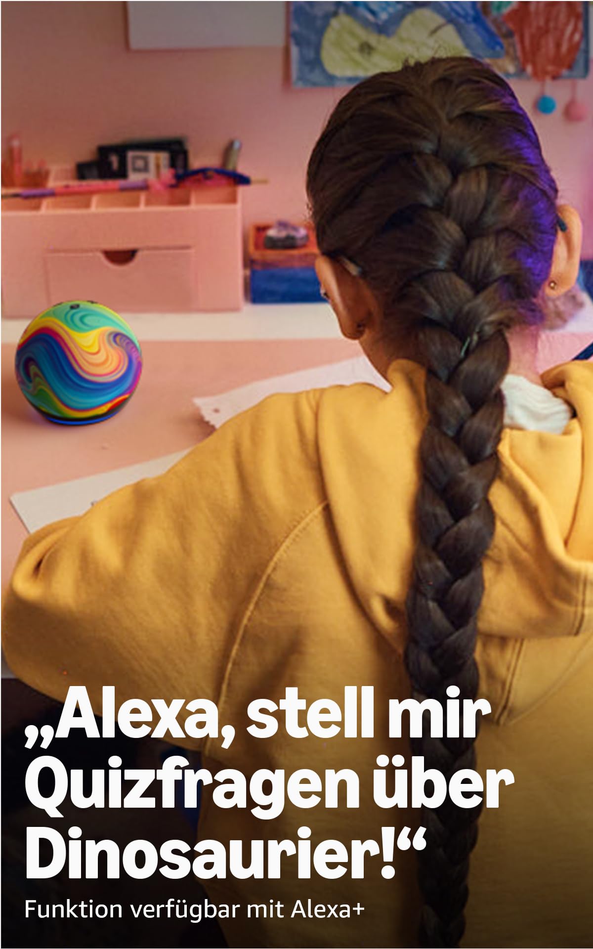 Echo Dot Kids (Latest Generation) | Smart Wi-Fi and Bluetooth speaker | 1 year of Amazon Kids+ included | Rainbow Swirl, with Alexa+ Early Access - C2N6L4