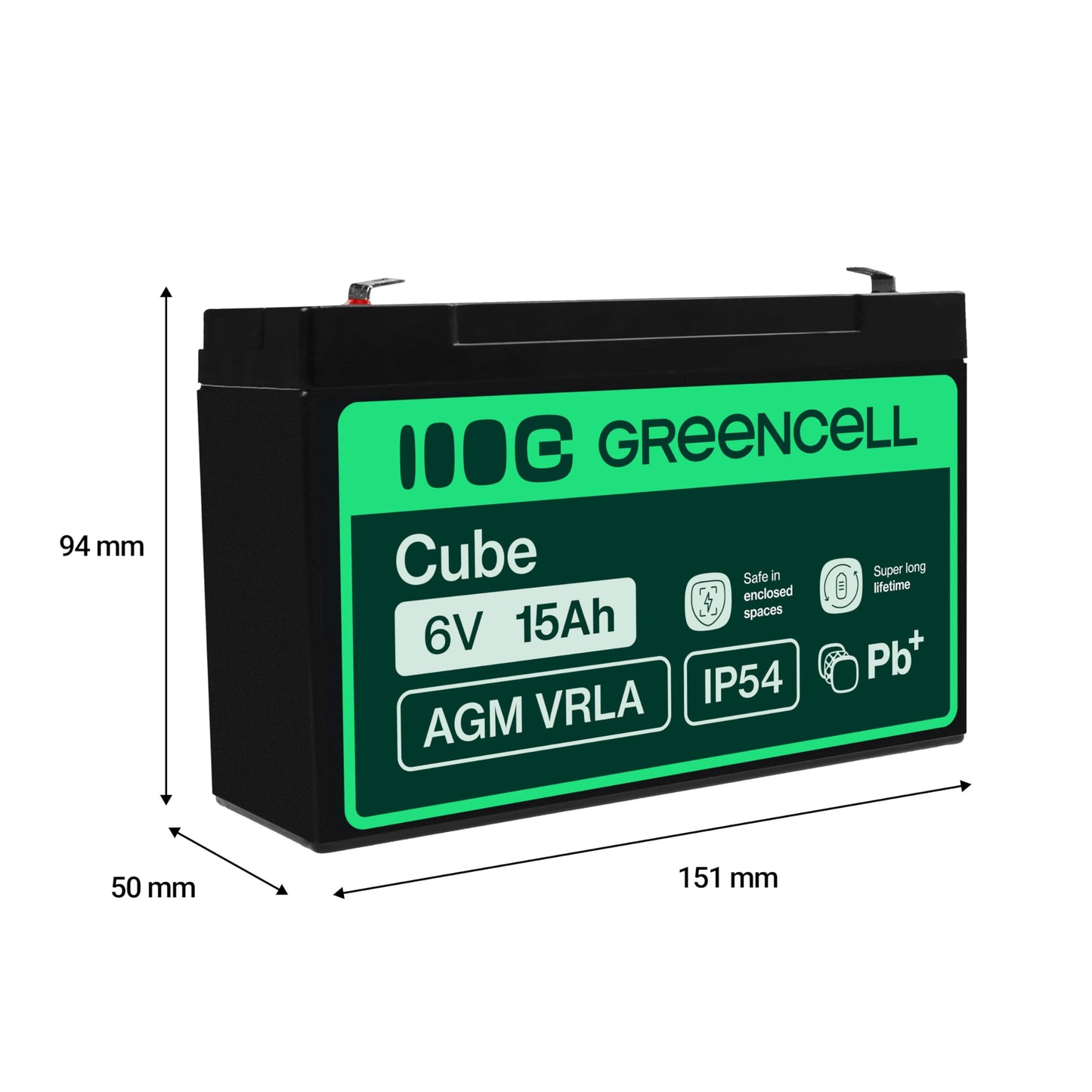 Green Cell AGM 6V 15Ah Battery VRLA Lead Battery Lead Battery Replacement Battery Gel Battery Battery Cycle Resistant Unmanned Toy Electric Toy Alarm Emergency Power Children's Vehicles Children's Quad - AGM40