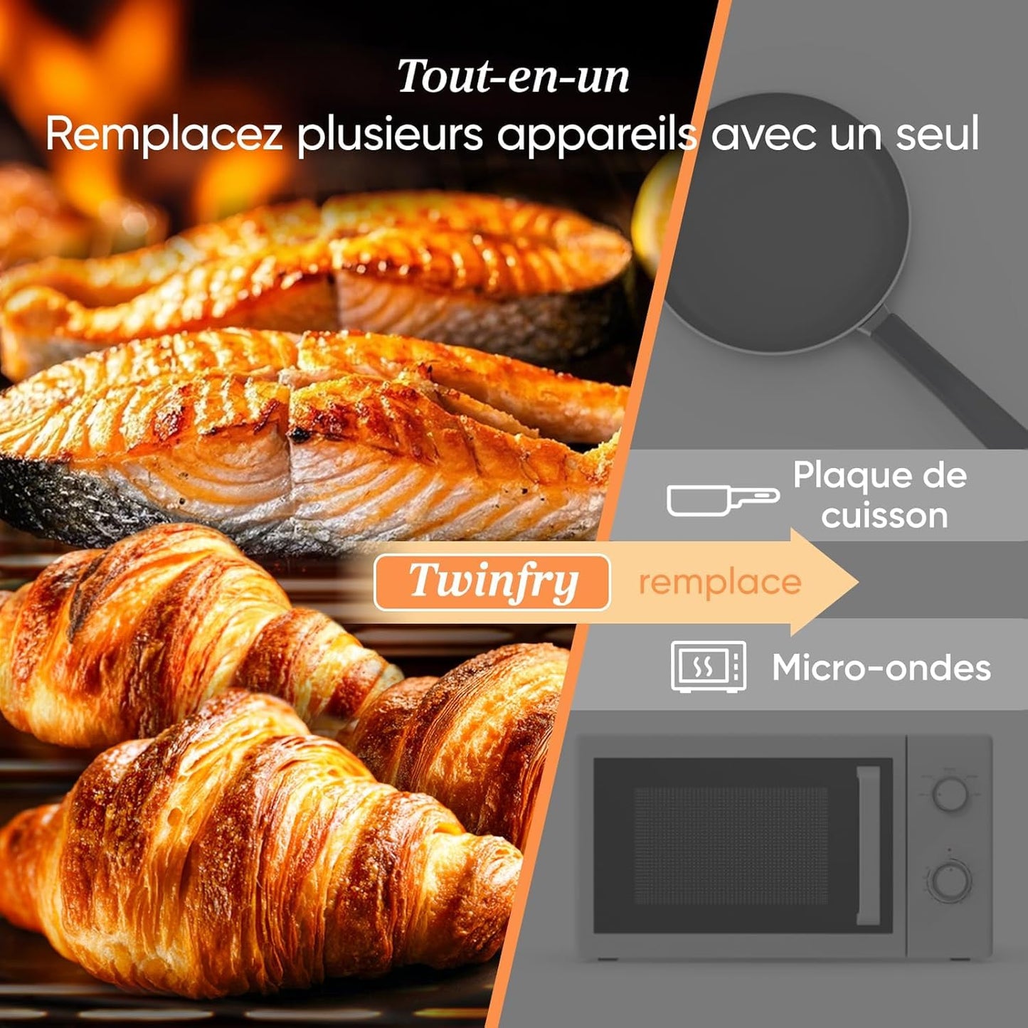 COSORI hot air fryer 2 chambers, Dual Blaze TwinFry 10L, with healthy ceramic non-stick coating, 4 heating tubes and flexible chambers, even heat distribution, up to 240°C, cream white - CAF-TF102S-AEU