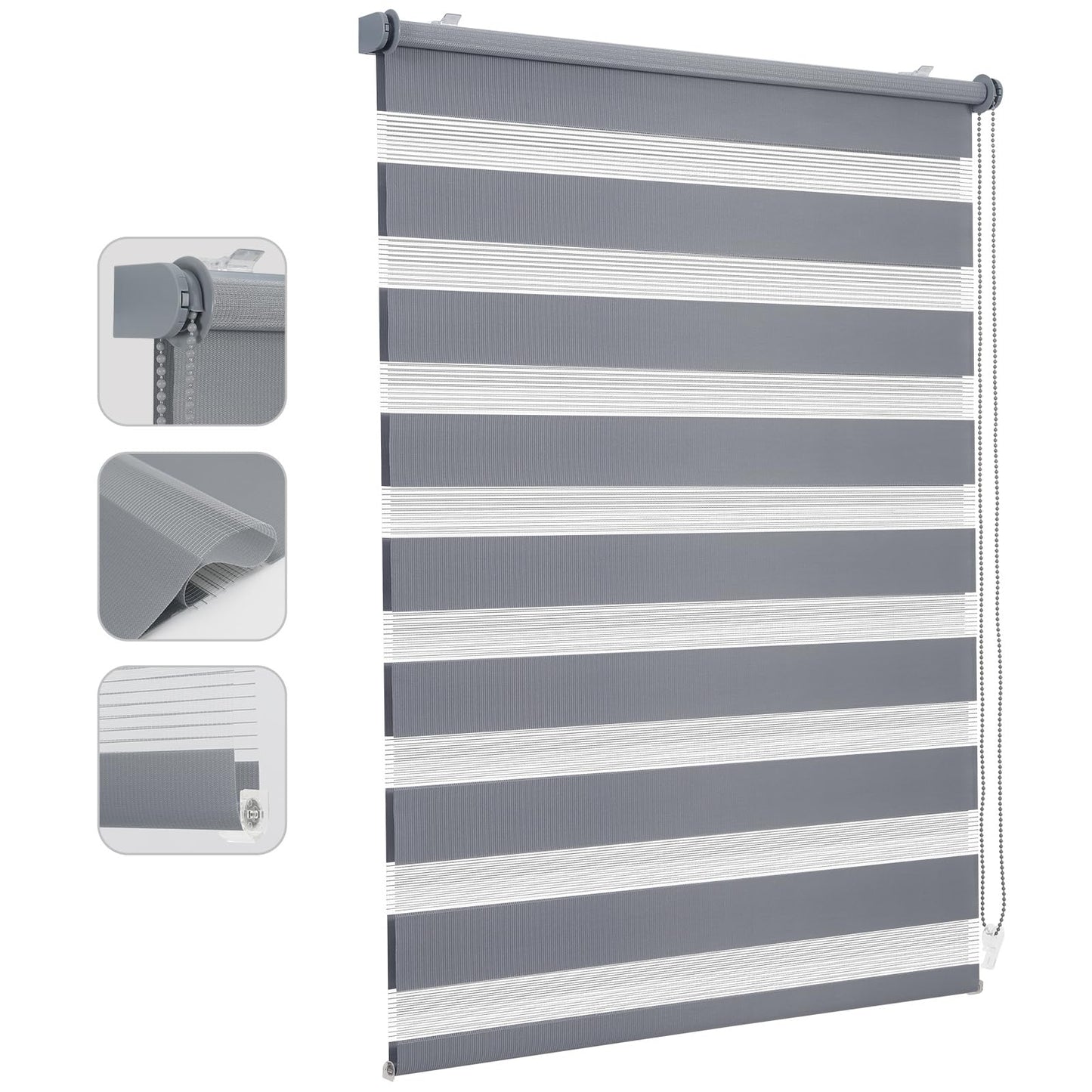 Sekey double roller blind Klemmfix without drilling for windows, double roller blind 80 cm wide, duo roller blind sun protection, 80x220cm, gray - BL-2213