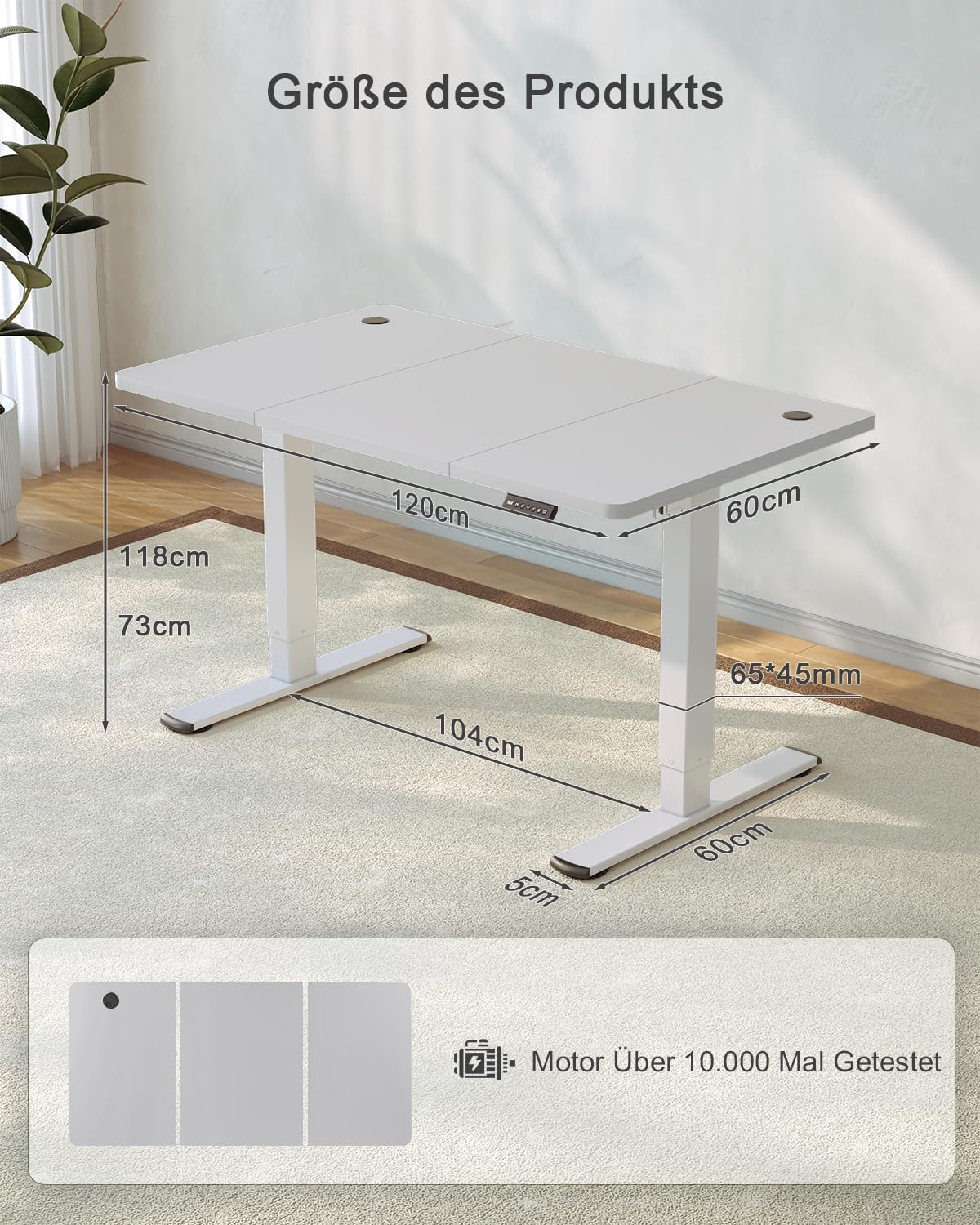 Birou JUMMICO reglabil pe înălțime cu port de încărcare USB, birou electric reglabil pe înălțime 120 x 60 cm, masă stand-sit, birou standing, masă de calculator reglabilă, birou standing, gri - 0403