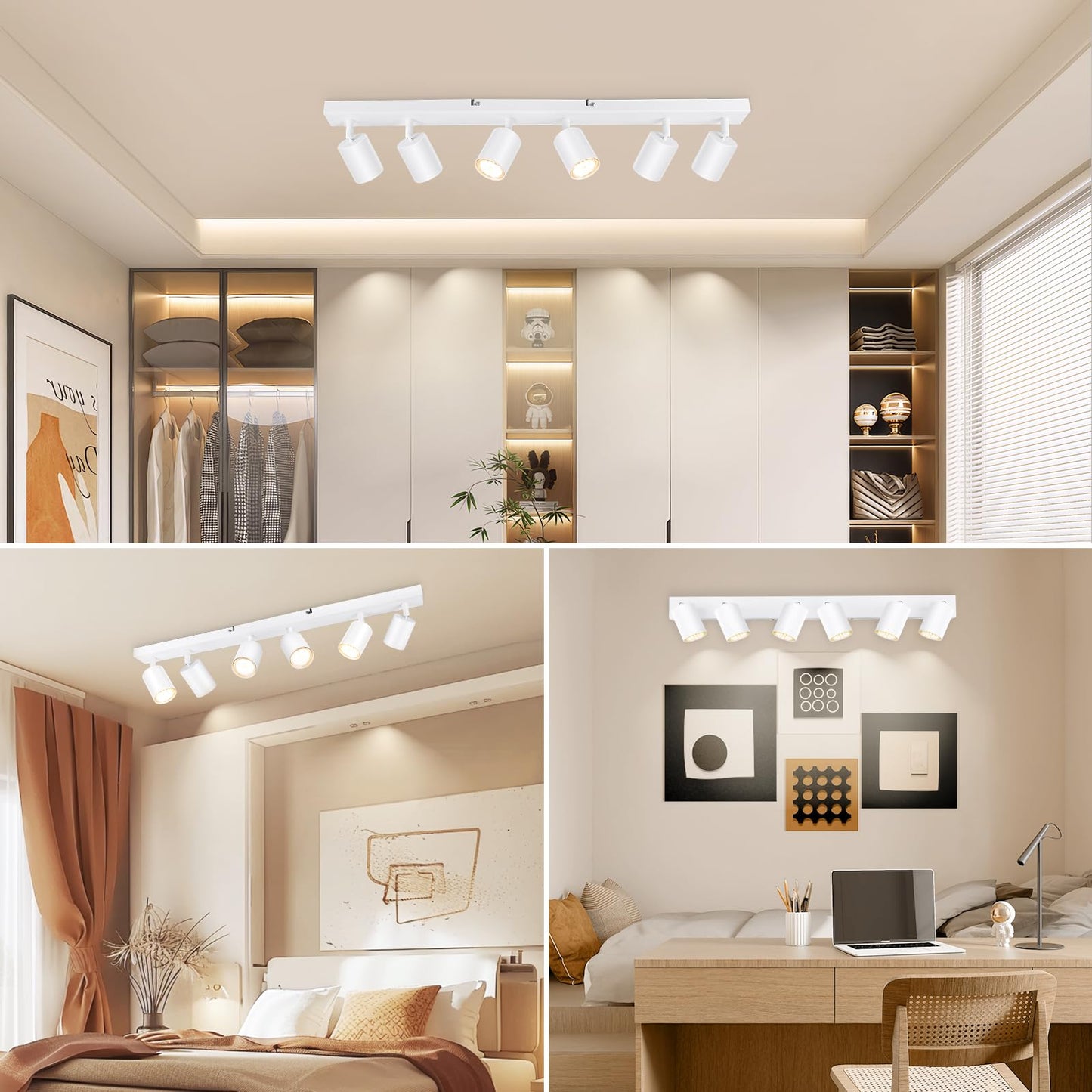Dehobo LED ceiling spotlight 6 bulbs GU10 swiveling ceiling lamp white - GU10-6