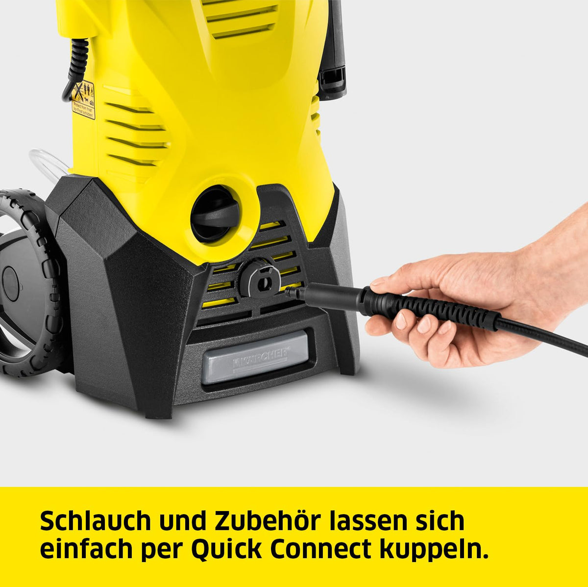Kärcher high-pressure cleaner K 3: for light dirt on bicycles, garden fences, motorcycles etc. Area performance 25 m²/h. With gun, 6 m high-pressure hose and Vario Power jet lance yellow - 1.601-888.0