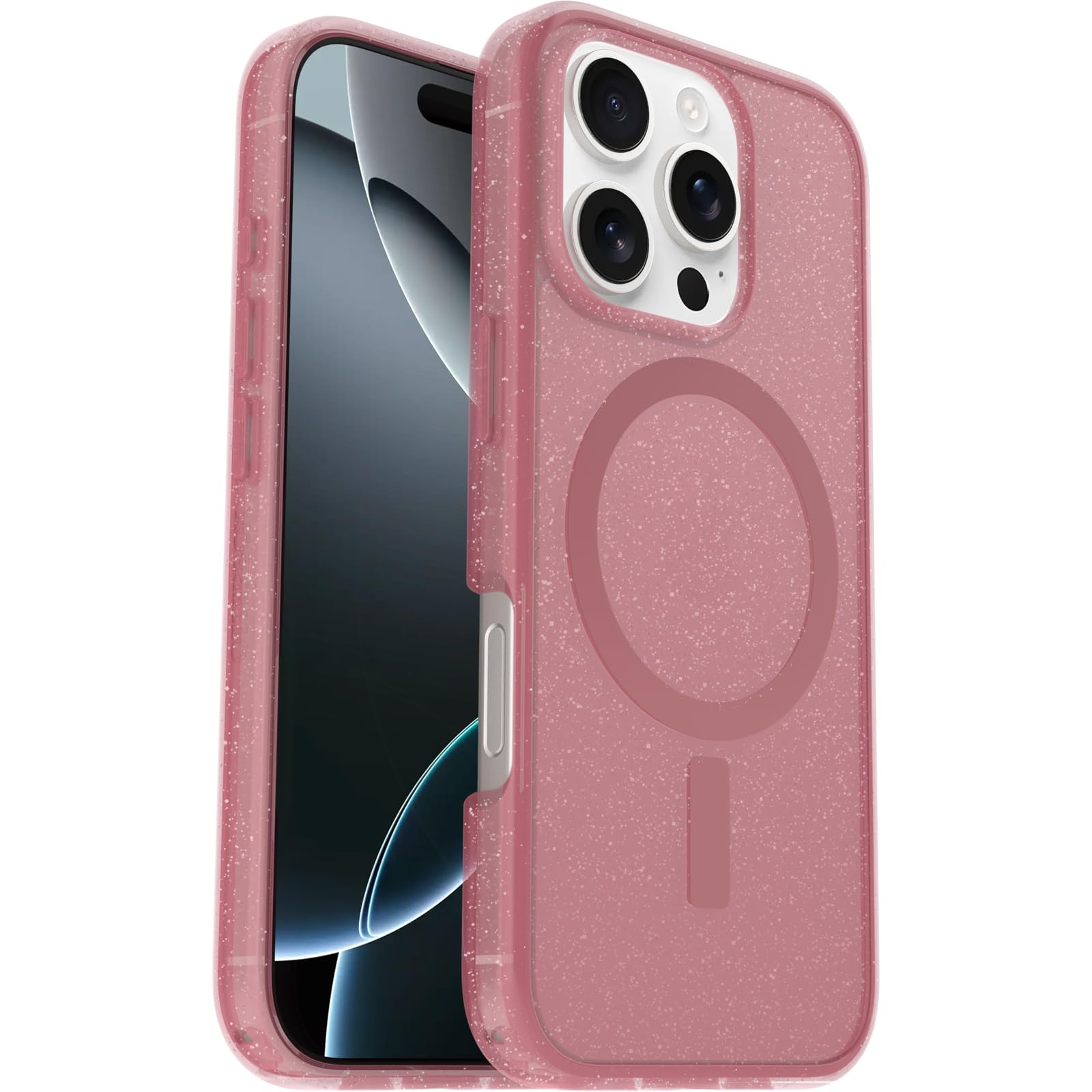 OtterBox Symmetry Series Clear MagSafe Transparent Case for iPhone 16 Pro, Shockproof Drop Proof Protective Case, 3X Military Grade Tested, Clear/Pink - 77-96408