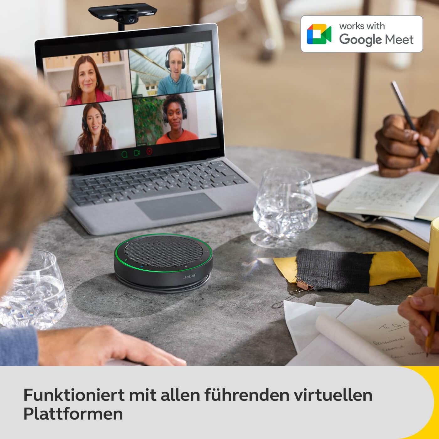 Jabra Speak2 75 Bluetooth Wireless Speakerphone, 4 Noise Canceling Microphones, 65mm Full Range Speaker, Super Wideband Audio, Works with Google Meet, Dark Gray - 2775-209
