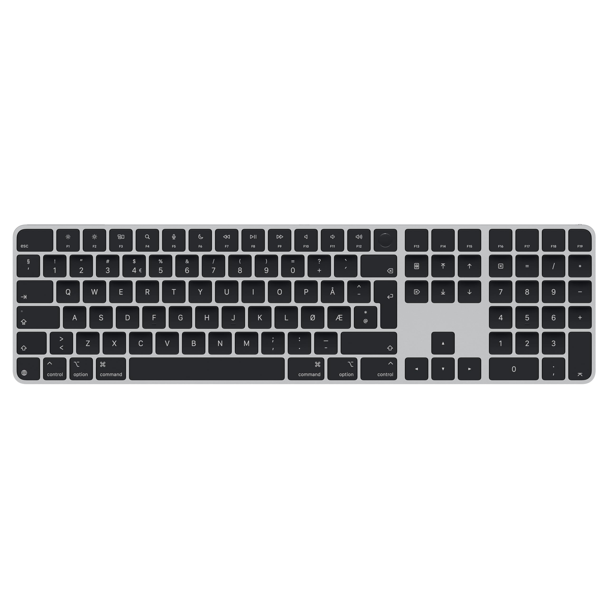 Apple Magic Keyboard with Touch ID and numeric keypad for Mac models with Apple chip - Norwegian - Black keys  - MXK83H/A