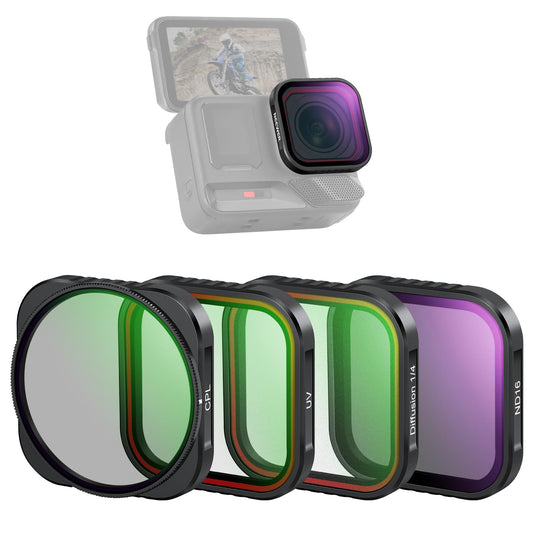 NEEWER 4-piece ND filter set, compatible with Insta360 Ace Pro & Ace Pro 2, ND16/CPL/UV/Black Diffusion 1/4 for a cinematic fog effect, not for round or octagonal lens protection filters, FL-C29 - 10106938