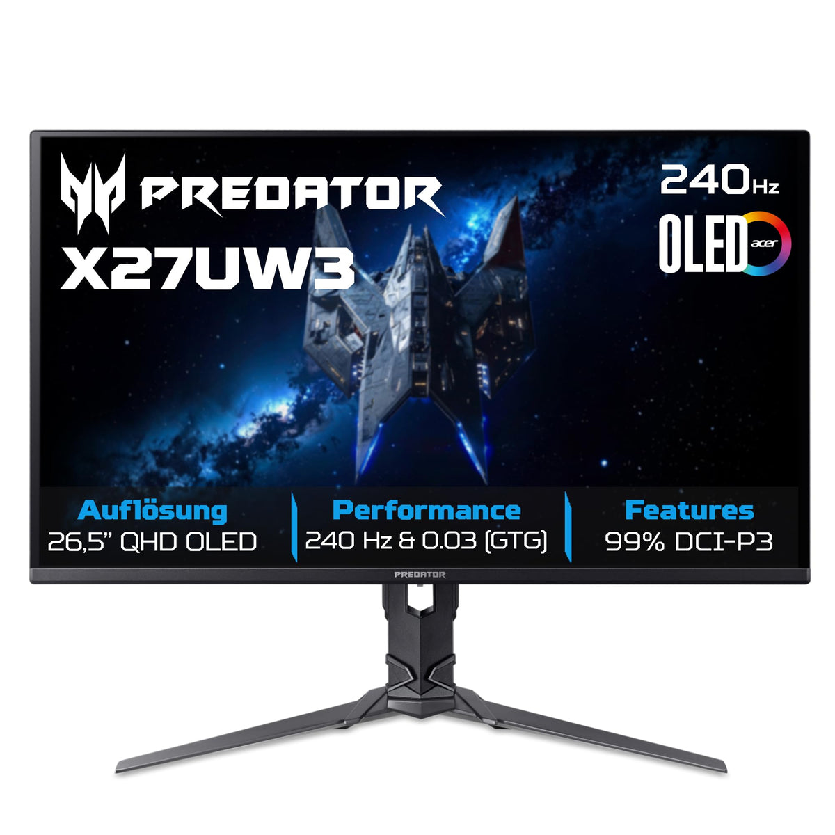 Acer Predator X27UW3 OLED Gaming Monitor 27 inch (67.3 cm), WQHD, 240Hz