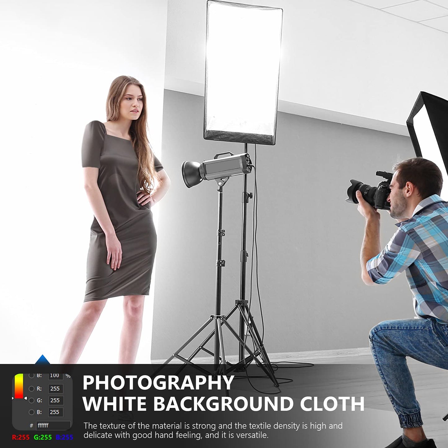 NEEWER 6 x 9FT / 1.8 x 2.8M Photo Studio 100% Pure Polyester Foldable Background Wallpaper for Photography, Video and TV (Background Only), White - 10083666