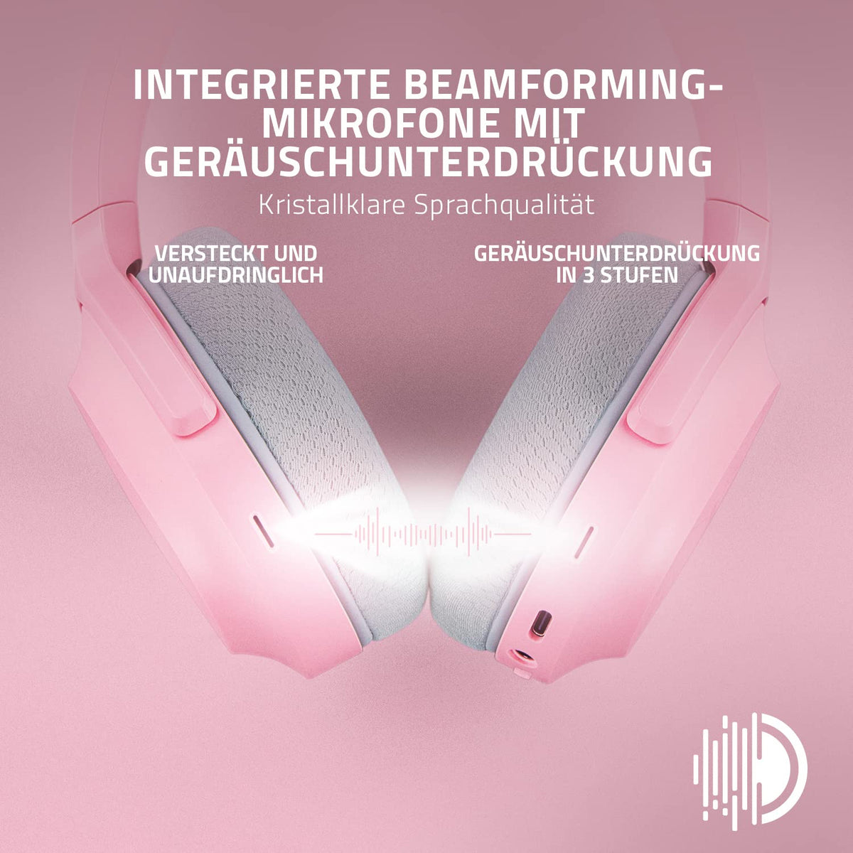 Razer Barracuda - Wireless Multi-Platform Headset for Gaming and Mobile Devices (SmartSwitch Dual Wireless, Noise-Canceling Microphone, Triforce 50mm Drivers, USB-C) Quartz Pink - RZ04-03790300-R3M1