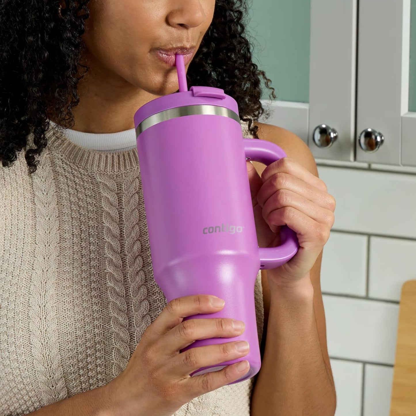 Contigo thermos bottle 1200 ml with handle and straw | Stainless Steel Insulated Thermal Drinking Bottle with Lid | Cools for 29 hours | Travel Mug | Thermo mug | | Galactic - 2201793