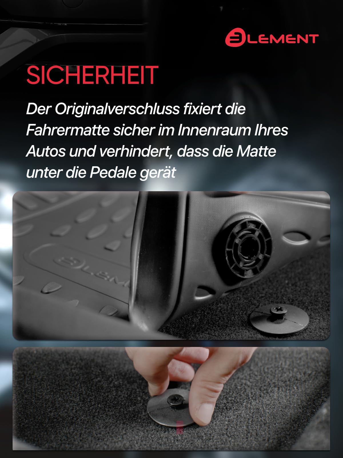 ELEMENT 3D rubber mat set suitable for SEAT Alhambra/VW Sharan | Mk2 | 2010-2020 | 5-piece | 100% tailor-made car floor mats, robust universal car floor mat, rubber car mats