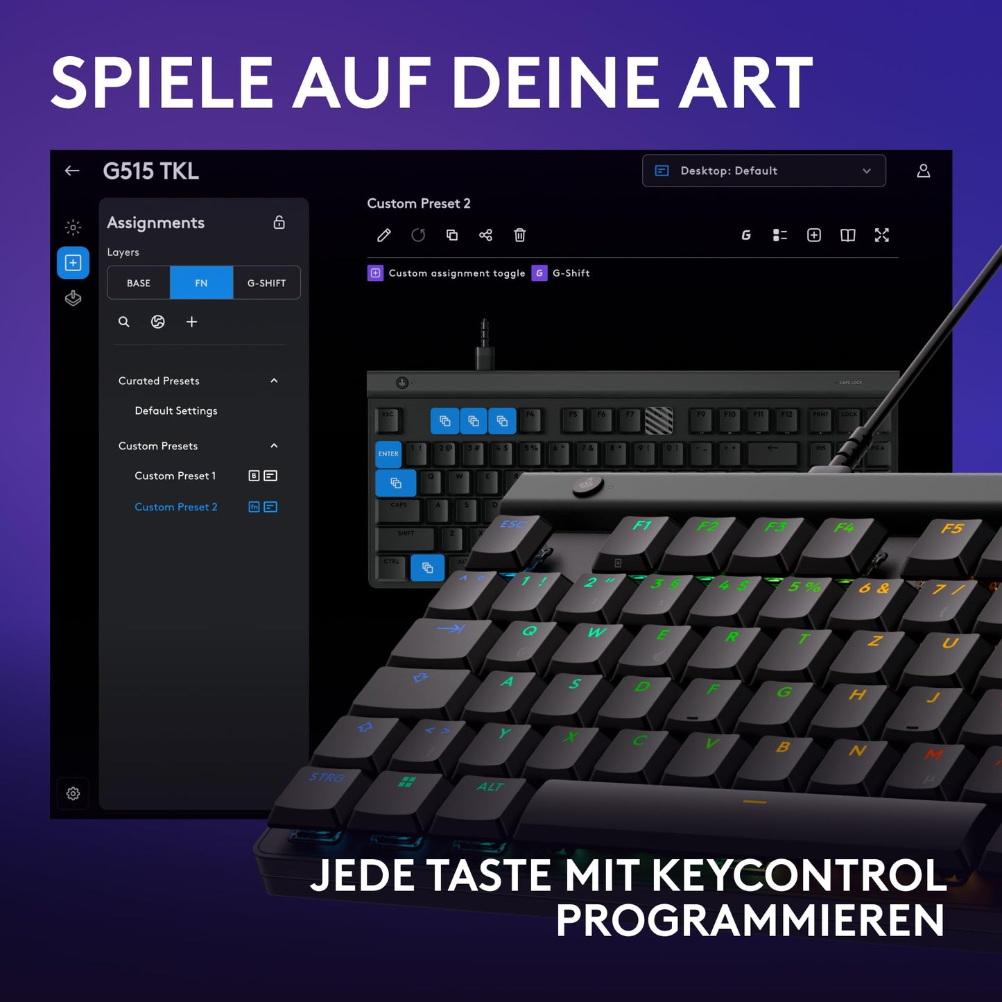 Logitech G G515 TKL Wired Flat Gaming Keyboard - 920-012876