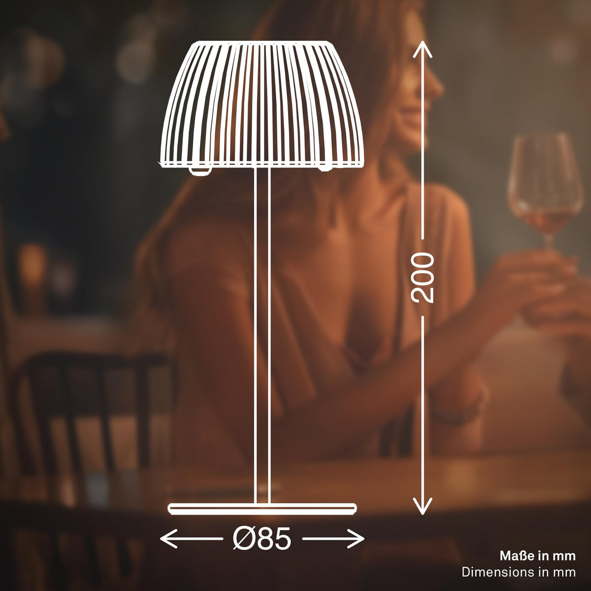 BRILONER - 2-piece set of Riffle Mini LED table lamps, wireless, IP44 with light edge, 8.5x20 cm, touch dimmer, rechargeable battery, bedside lamp, LED lamp, battery lamp, German Design Award Winner 2025, Beige - 7685021