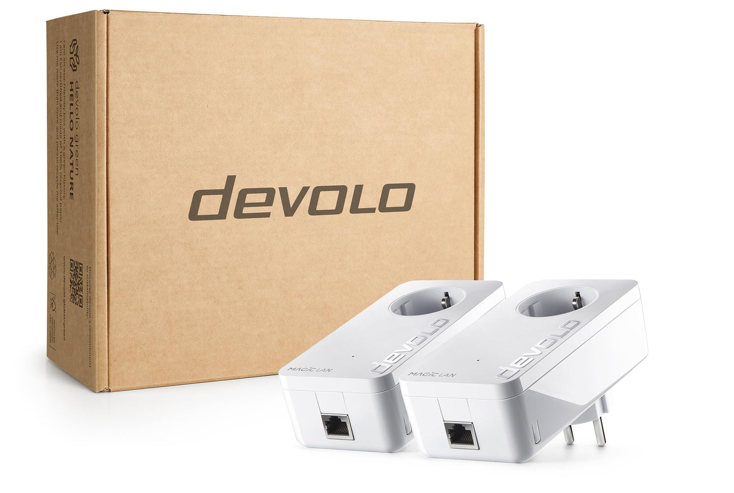devolo Magic 2 Starter Kit, Powerline Adapter, up to 2,400 Mbit/s, 1x Gigabit port, ideal for home office, dLAN 2.0, white - 8413