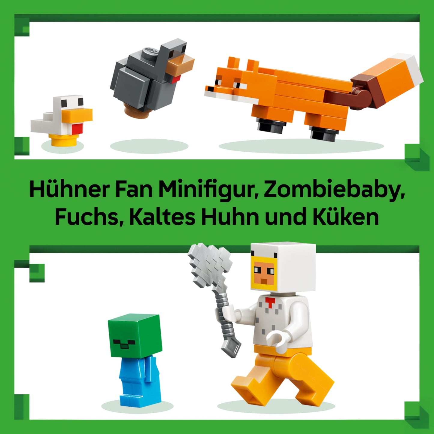 LEGO Minecraft Chicken Farm - Building toy with chicken fan minifigure, baby zombie and fox figures - Set with Minecraft figure - Gamer gift for boys and girls aged 7 and up - 21585