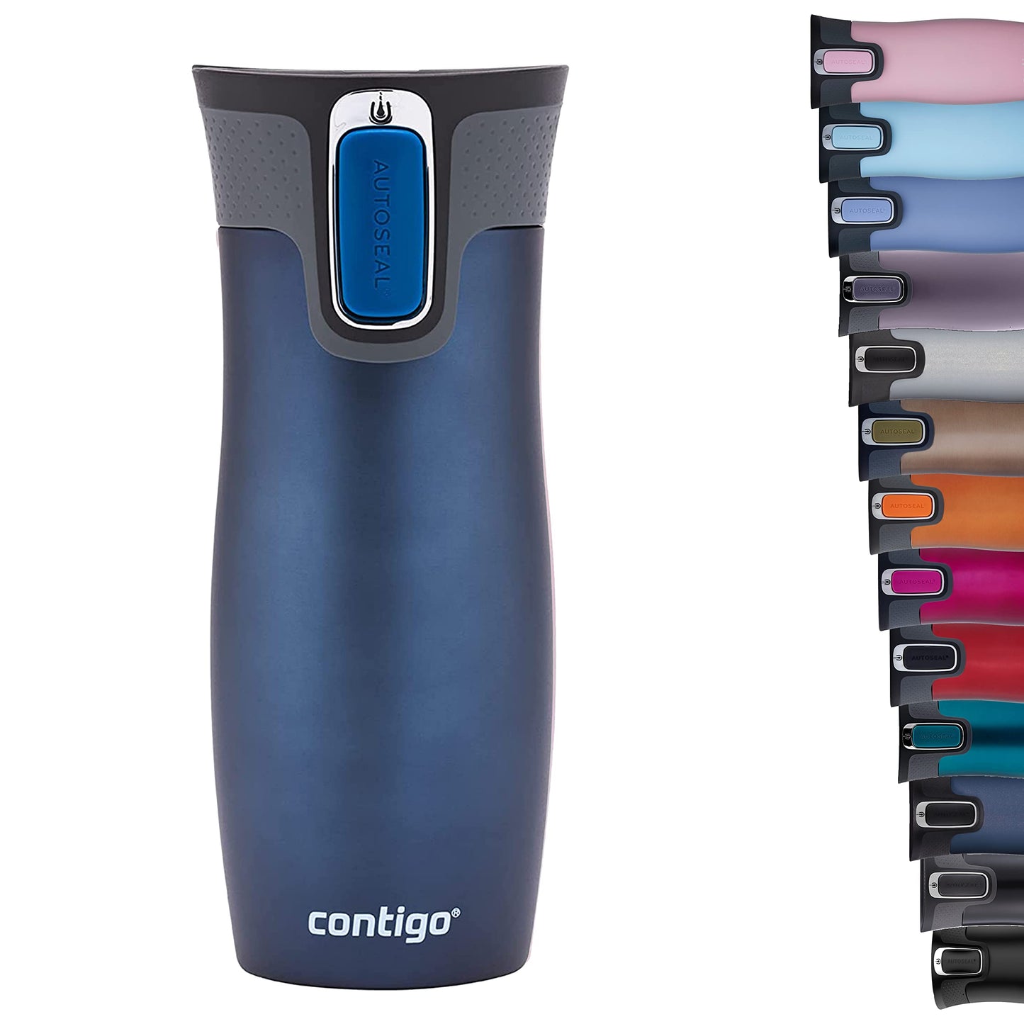 Contigo thermo mug West Loop Autoseal, stainless steel insulated mug, travel mug, coffee mug to go, leak-proof, 100% leak-proof, keeps hot for up to 5 hours/cold for 12 hours, 470 ml, BPA free, Monaco - 2095799