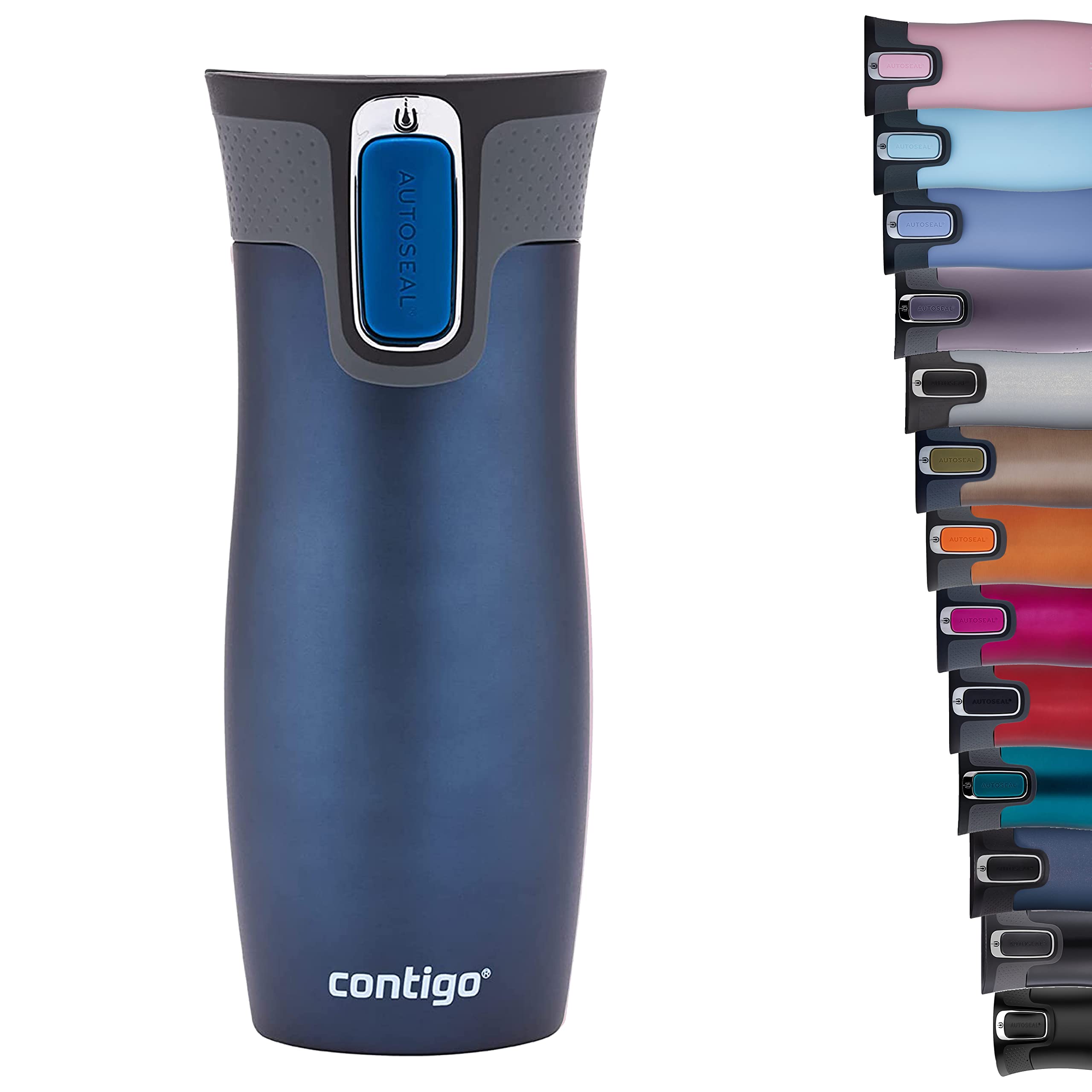 Contigo thermo mug West Loop Autoseal, stainless steel insulated mug, travel mug, coffee mug to go, leak-proof, 100% leak-proof, keeps hot for up to 5 hours/cold for 12 hours, 470 ml, BPA free, Monaco - 2095799