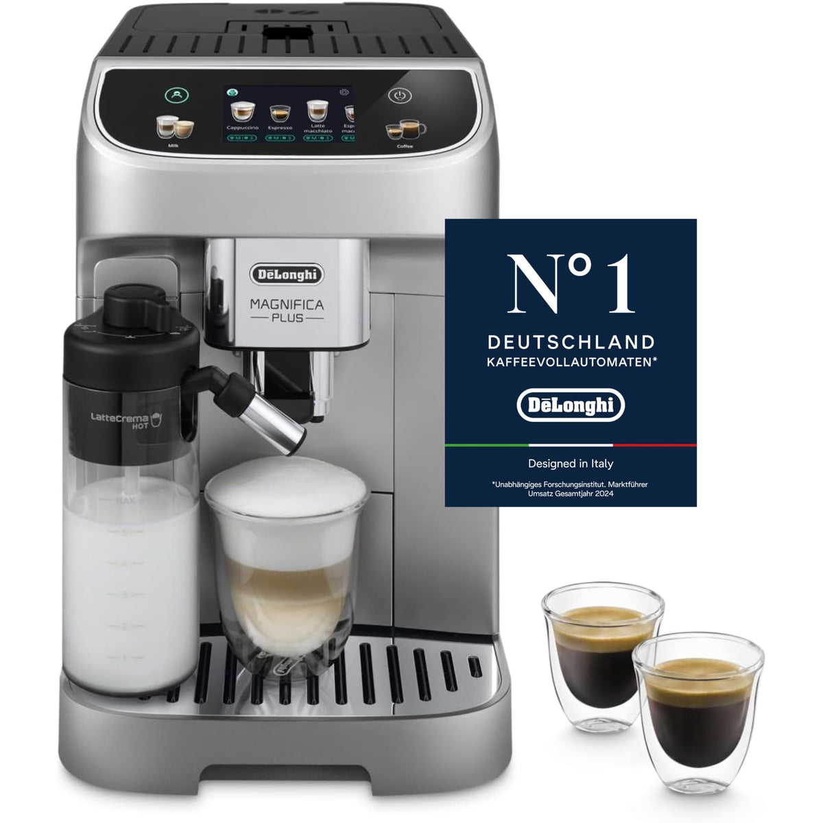 De'Longhi Magnifica Plus - aparat de cafea complet 18 băuturi argintiu negru - ECAM322.70.SB