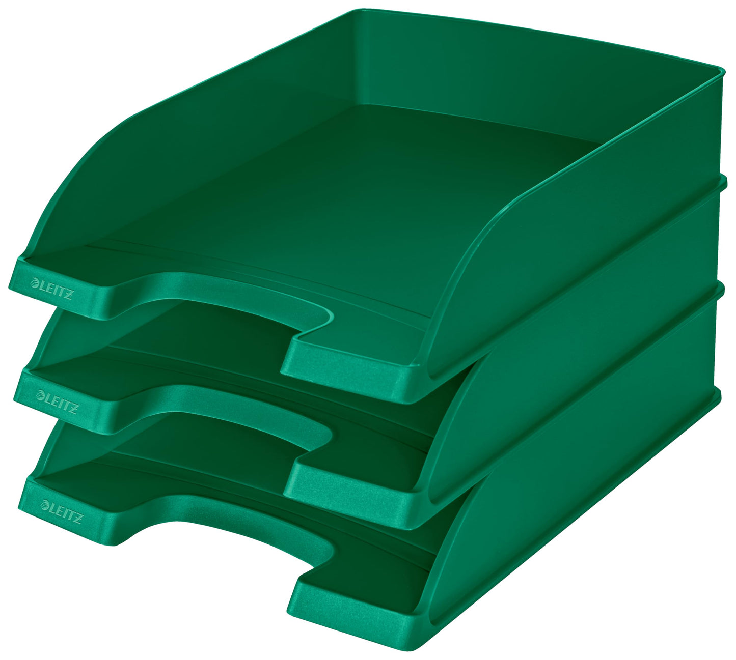 Leitz letter basket standard A4, pack of 5, letter tray in premium quality, stackable storage compartments as desk organiser, can be combined with Plus series, green, 52270055