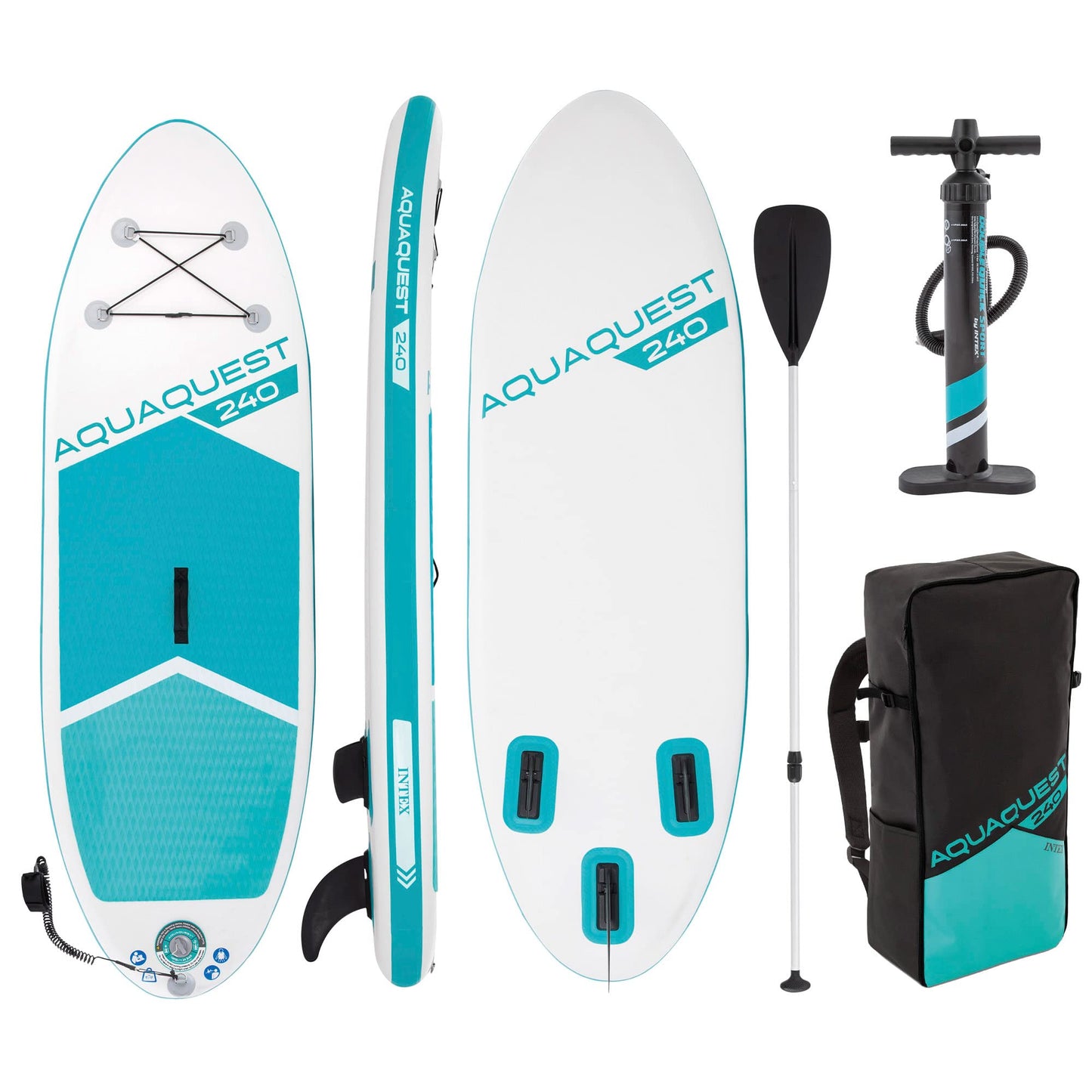 INTEX SUP board max. 90 kg inflatable stand up paddle board ideal for children and teenagers 244x76x13 cm paddling board incl. air pump and carrying bag (68241NP) - Intex