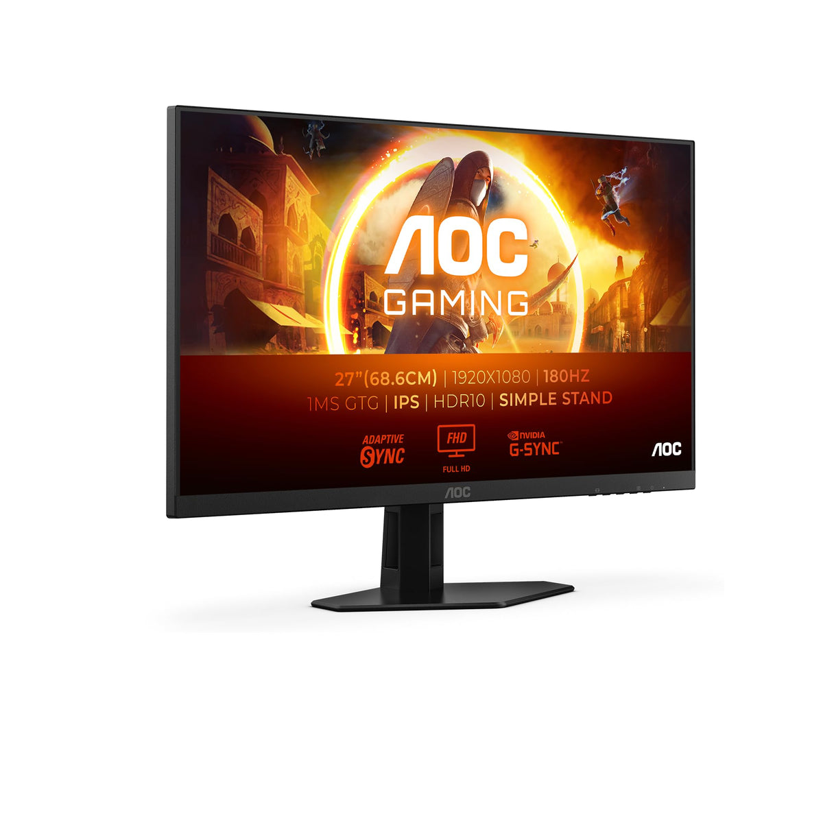 AOC 27G4XED Monitor de gaming de 27 inch FHD, 180Hz, panou Fast IPS, 1ms GtG, HDR10, compatibil G-Sync, difuzoare, (1920x1080 HDMI 2X 2.0 DP 1x 1.4) Negru - 27G4XED/01