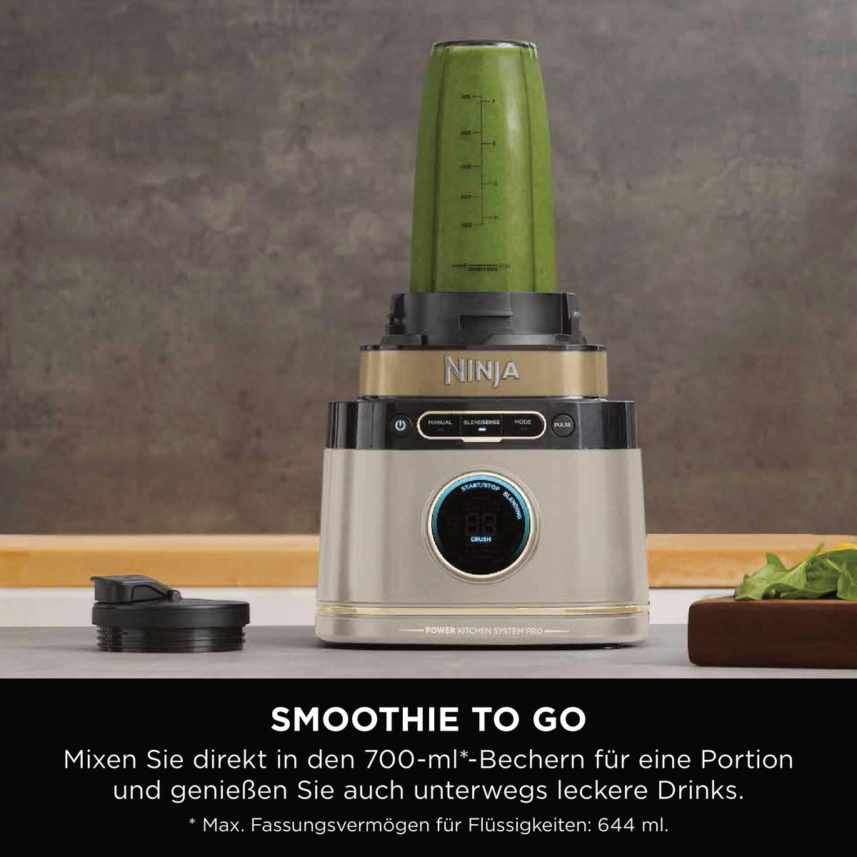 Ninja 3-in-1 Detect Power Blender Processor Pro, 1200 W, Stone Gold - TB401EUSTGD
