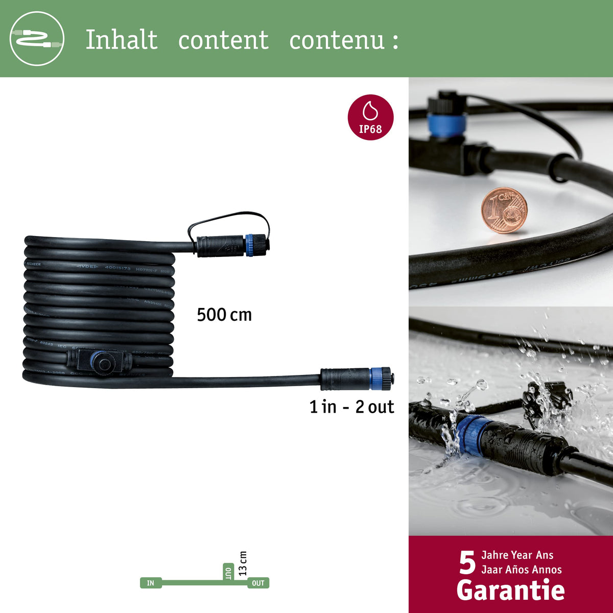 Paulmann lighting system Plug&Shine connection cable 500 cm 93927 black 24 V - 939.27