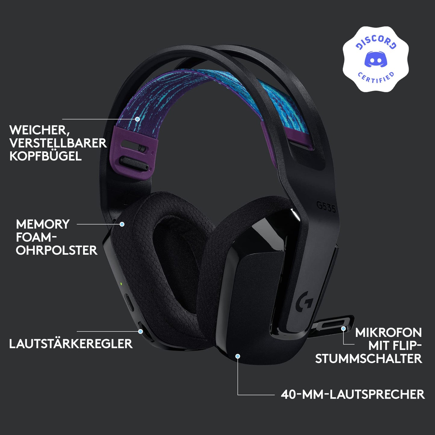 Logitech G535 LIGHTSPEED Wireless Gaming Headset (981-000972)