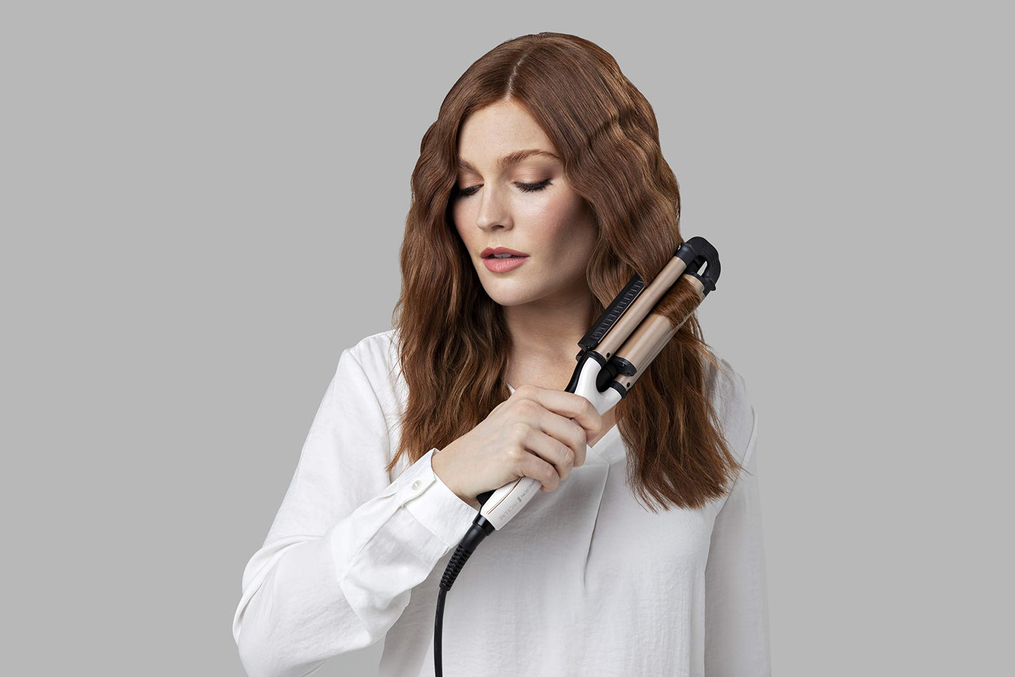 Remington wave iron [test winner] ProLuxe 4-in-1 curling iron: beach, natural waves, water waves, (digital display, temperature setting up to 210°C) crepe iron, multistyler CI91AW, white rose