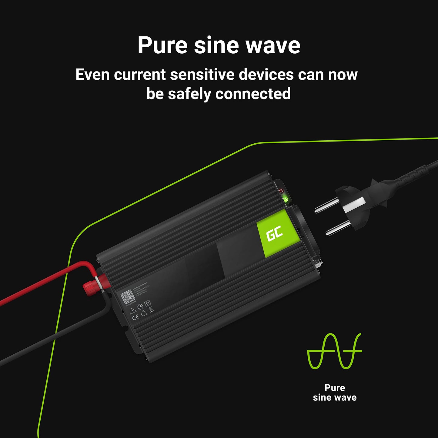 Green Cell® 1000W/2000W 24V to 230V Pure Sine Volt Car Voltage Converter Inverter Converter Pure Sine Wave Power Solar Inverter DC AC Converter Current Converter Caravan Car Charger
