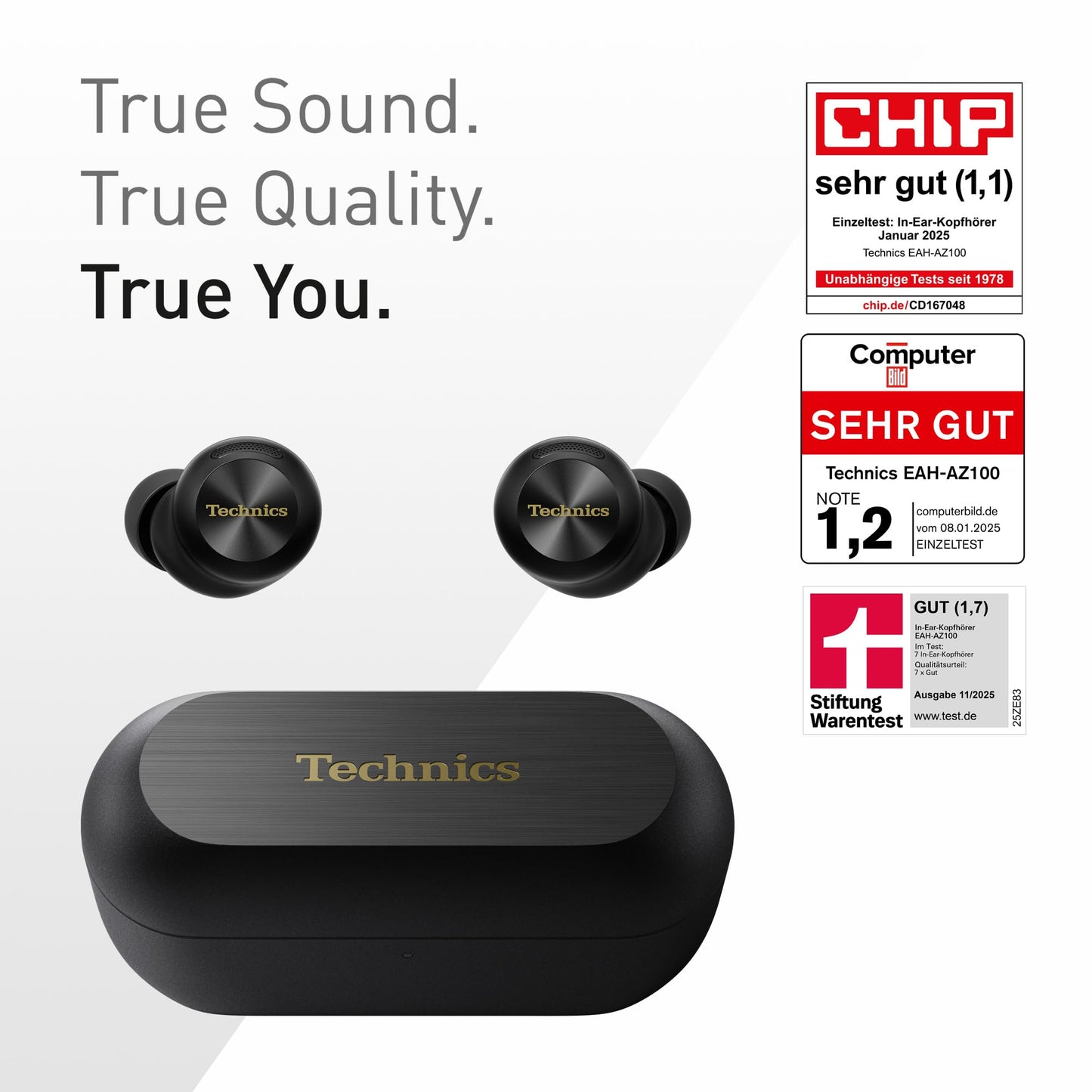 Technics EAH-AZ100E-K Wireless Noise Canceling Headphones, Comfortable In-Ear Headphones, Multipoint Bluetooth, Voice Focus AI, Black