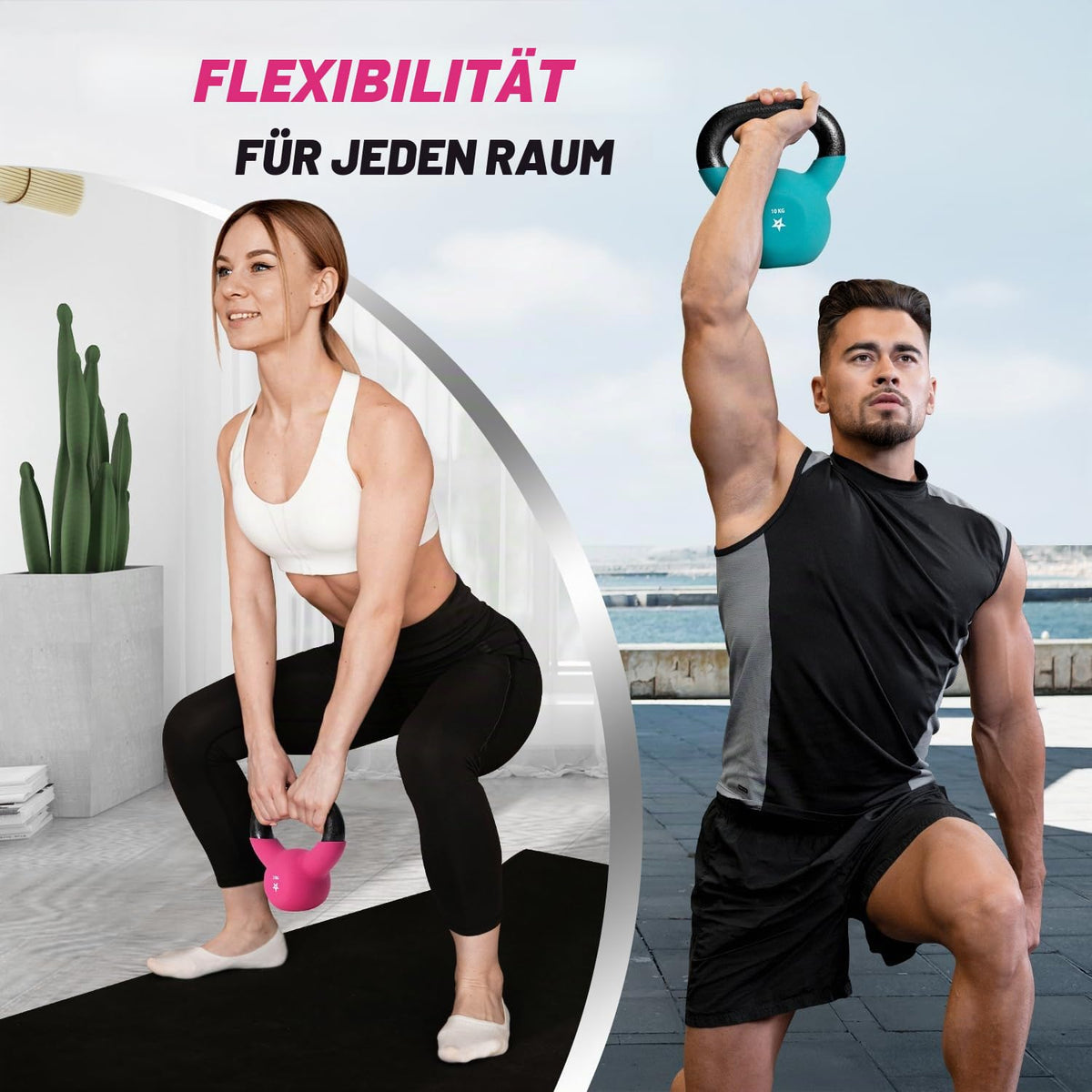Yes4All DLKP Neoprene Coated Kettlebell, Strength Training Kettlebells - 2KG Pink