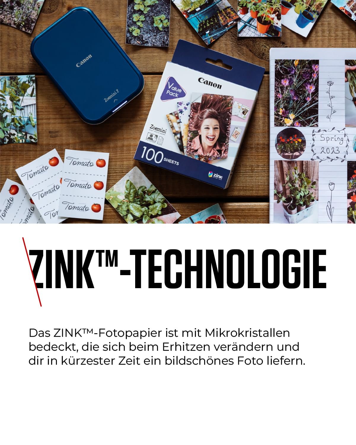 Canon Zink™ Photo Paper - Self-Adhesive 2x3" Photo Paper (100 Sheets) - Print cell phone photos for personalized stickers - 6135C003