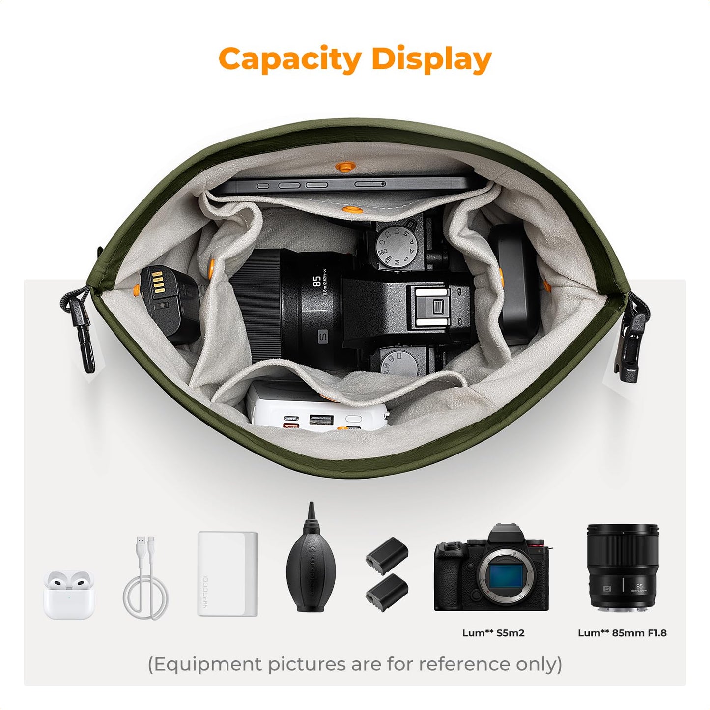 K&F CONCEPT Camera Bag, Fashionable Shoulder Bag, Portable Lightweight Camera Bag, Suitable for Small Liner Bag with Mirrorless Camera (Green) - KF13.168V3