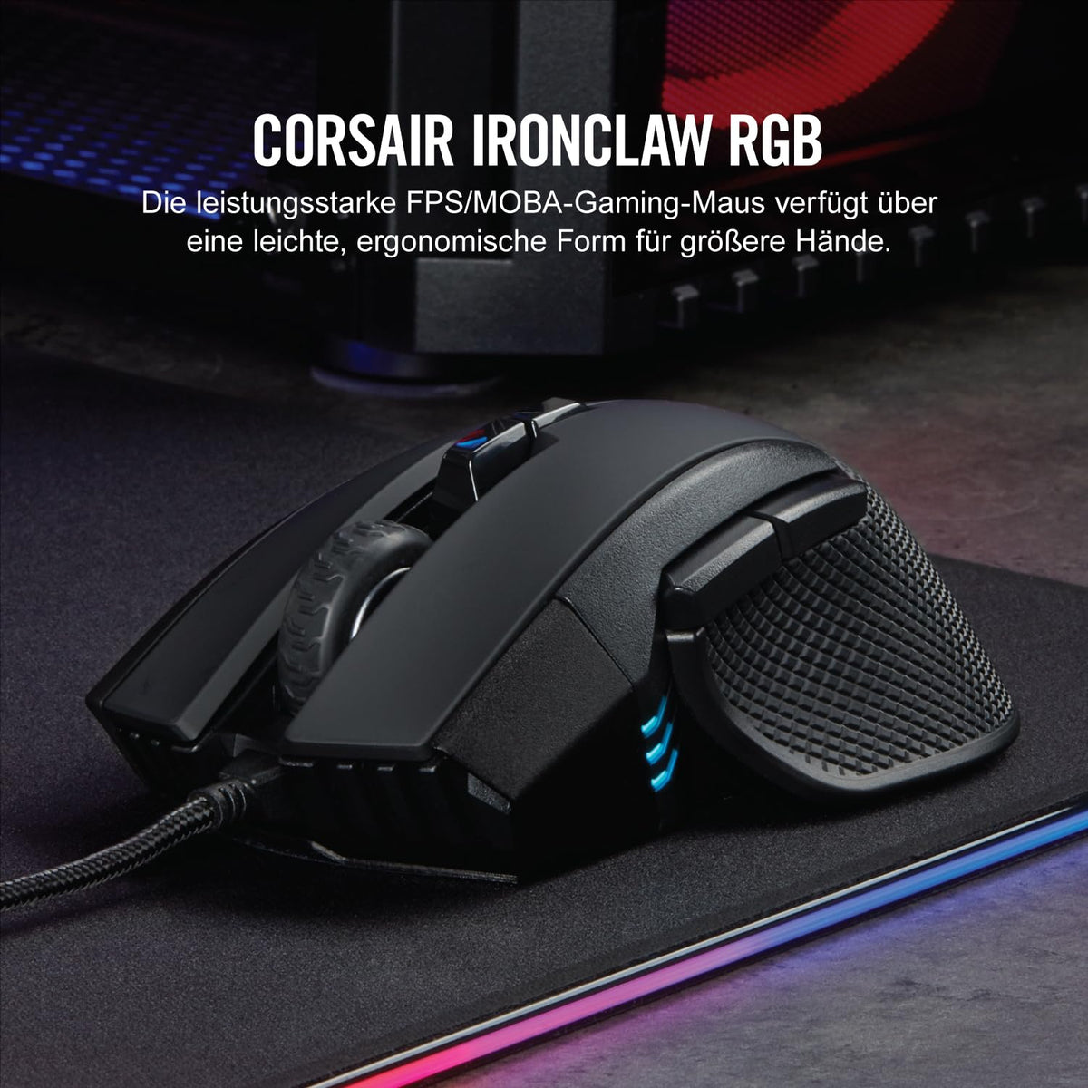 Corsair IRONCLAW RGB Wired FPS/MOBA Gaming Mouse - Black - CH-9307011-EU