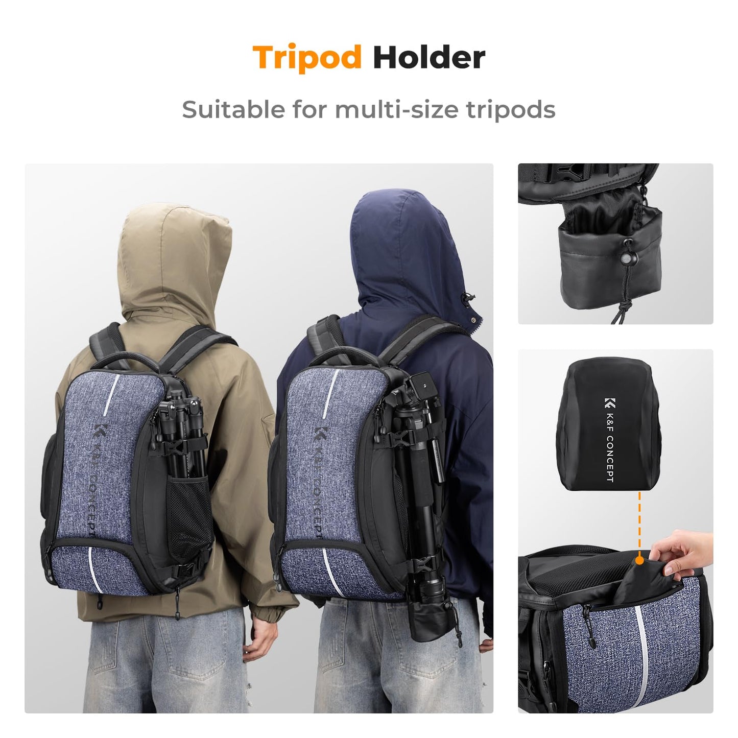 K&F CONCEPT camera backpack waterproof photo backpack for Canon Nikon Sony SLR cameras, drone, lens, laptop, tripod and accessories - KF13.164