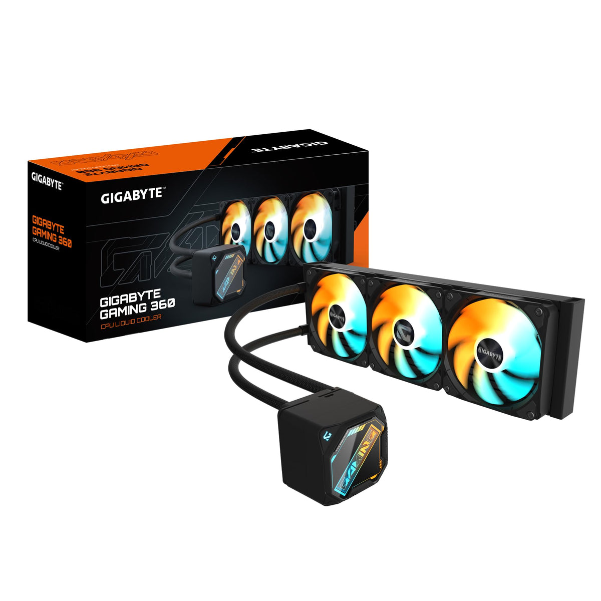 GIGABYTE Gaming 360 Liquid Cooler for CPU - 3x120 mm ARGB Fans, Slide Lock Mechanism, Daisy Chain, Compatible with Intel LGA 1851 and AMD AM5 - GP-GIGABYTE