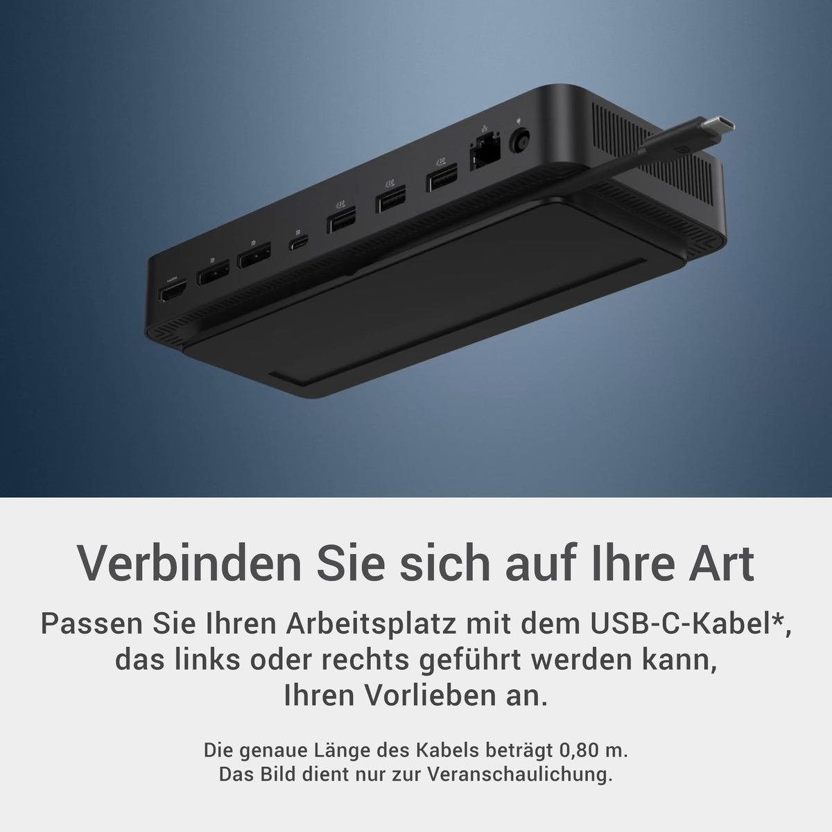 Dell Pro Dock WD25 – USB-C docking station with 100W power delivery, 4 display support, 2x DP 1.4, HDMI 2.1, 6 USB ports, 2.5GbE Ethernet, compact sustainable design.
