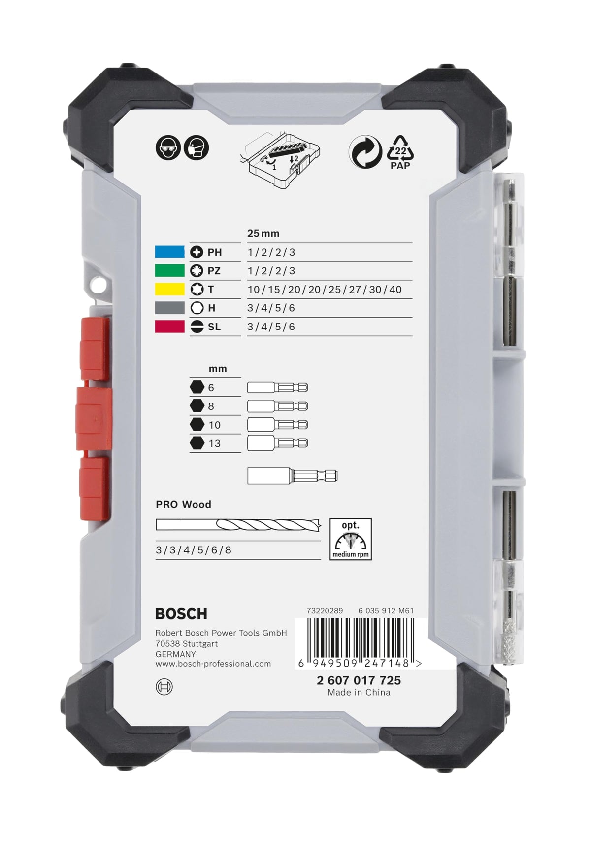 Bosch 35x Extra Hard Screwdriver Bit and PRO Wood Drill Set, Display, 35- - 2607017725