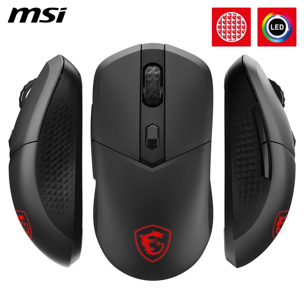 MSI Versa 300 Wireless Gaming Mouse – 8000 DPI optical sensor, 1000 Hz polling rate, symmetrical design, 30M+ clicks, 6 buttons, 50-hour battery life, 1 ms latency, 60 g – Wired/Wireless - S12-4301260-CLA