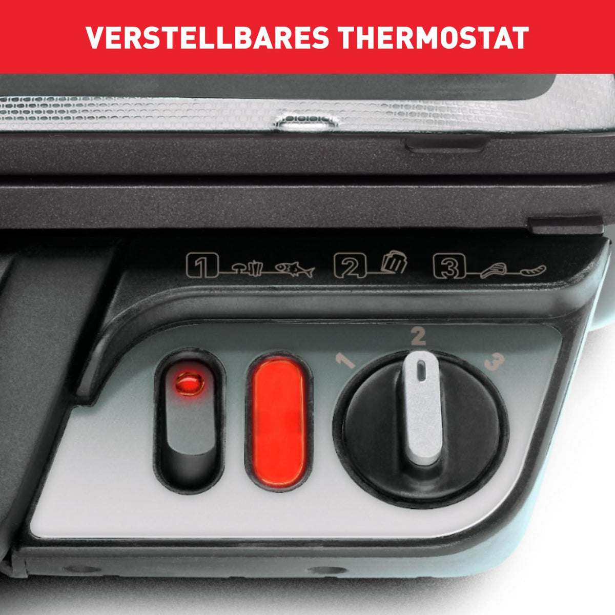 Tefal 3in1 Grill de contact, cu funcție de gratinare, suprafață dublă de grătar când este deschis ca grătar de masă/BBQ, Sandwich, Steak, Panini, termostat reglabil, antiaderent, Gri, GC3060